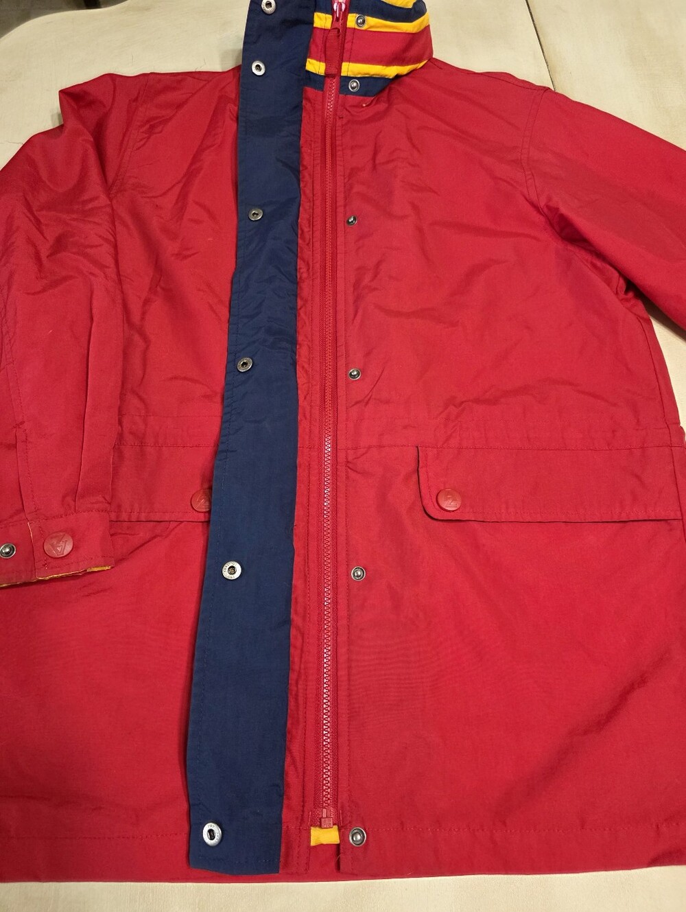 VINTAGE 90s Arizona Jean Co. Barn Jacket Parka | Red Colorblock Gorpcore S - Picture 11 of 16